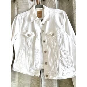 GAP Women’s Cropped Denim Jacket White Cotton Sz M